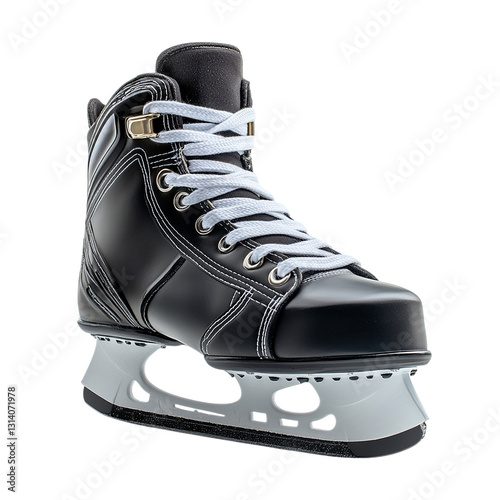 Obraz na płótnie High-quality Black Ice Hockey Skates with White Laces and Blades w salonie