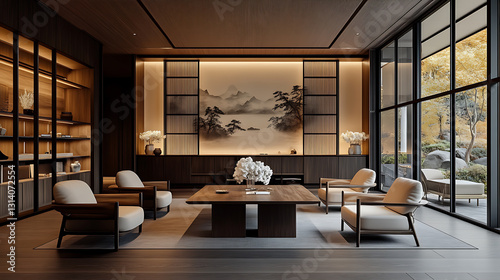 modern dining room with table