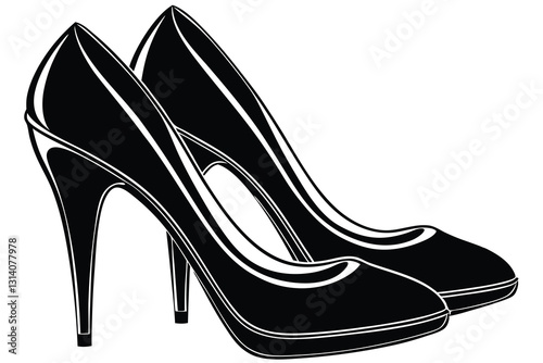 Women's high heels shoe icon black isolated on white background