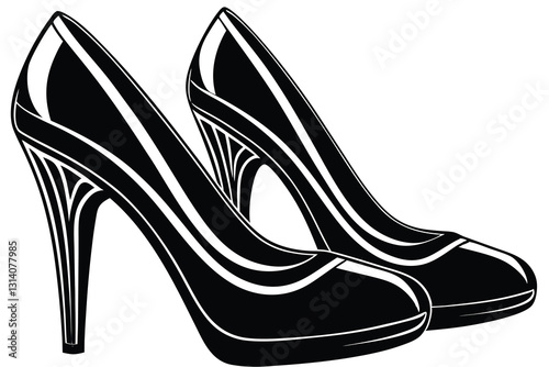 Women's high heels shoe icon black isolated on white background