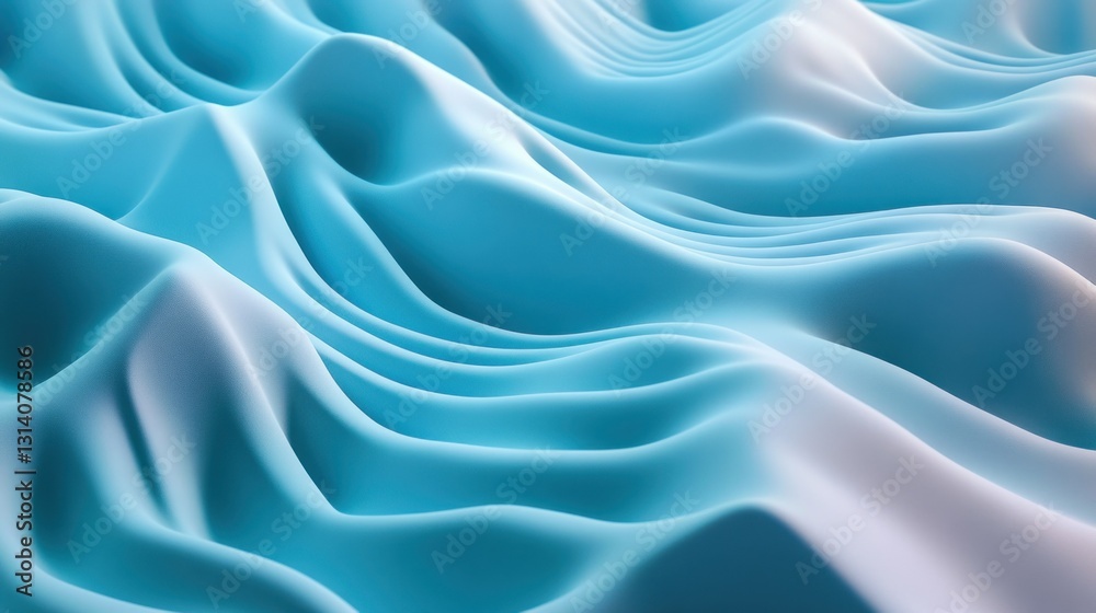 Obraz premium Abstract rendering featuring flowing blue and white organic wave formations