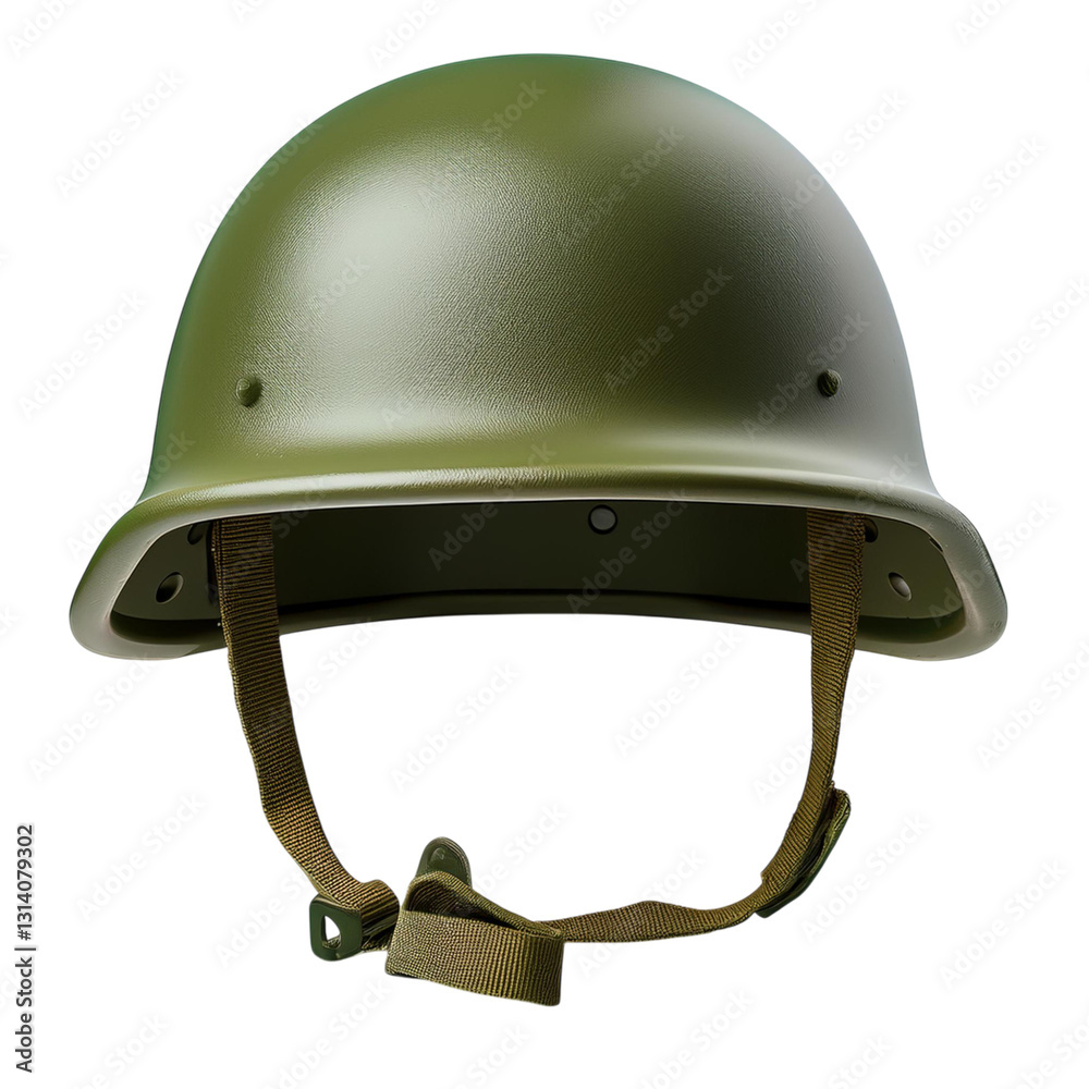 Fototapeta premium Green Military Helmet Isolated on White Background, Isolated On transparent Background