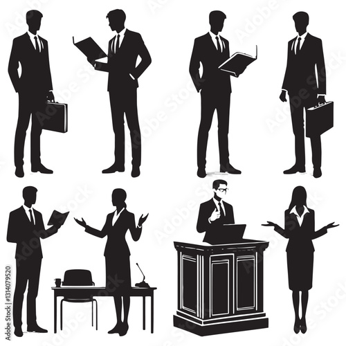 Courtroom Warrior Lawyer silhouette, commanding the legal battlefield - Lawyer illustration - Minimalist Lawyer vector - Profession silhouette
