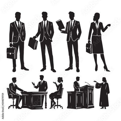 Ethical Lawyer silhouette, committed to truth and fairness - Lawyer illustration - Minimalist Lawyer vector - Profession silhouette
