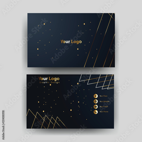 Elegant gold-accented business card design, minimalist background, contact info