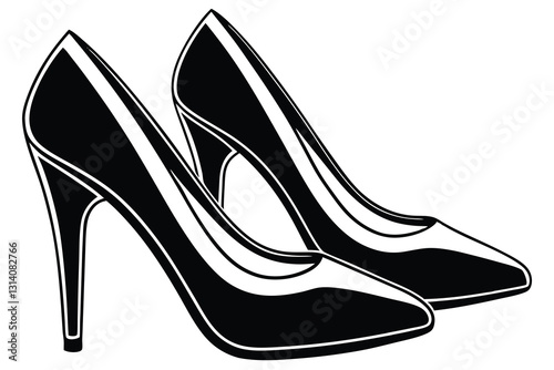 black and white silhouette of women shoes