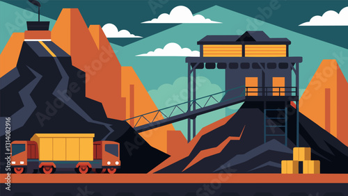 Despite its gritty and utilitarian appearance the loading facility also holds a certain beauty and fascination as the smooth movements of the. Vector illustration