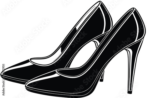 black and white silhouette of women shoes