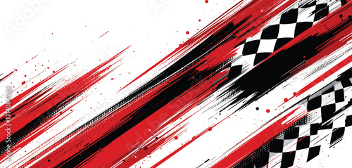  Abstract illustration in grunge style. Black andred transparent background