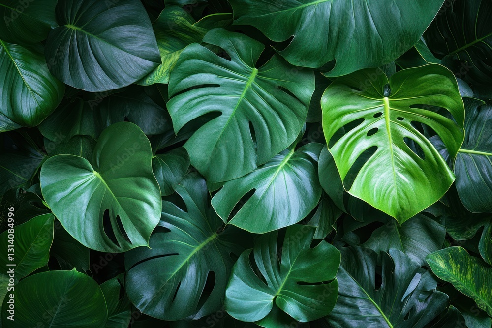 Fototapeta premium Tropical Monstera Leaves Background Pattern