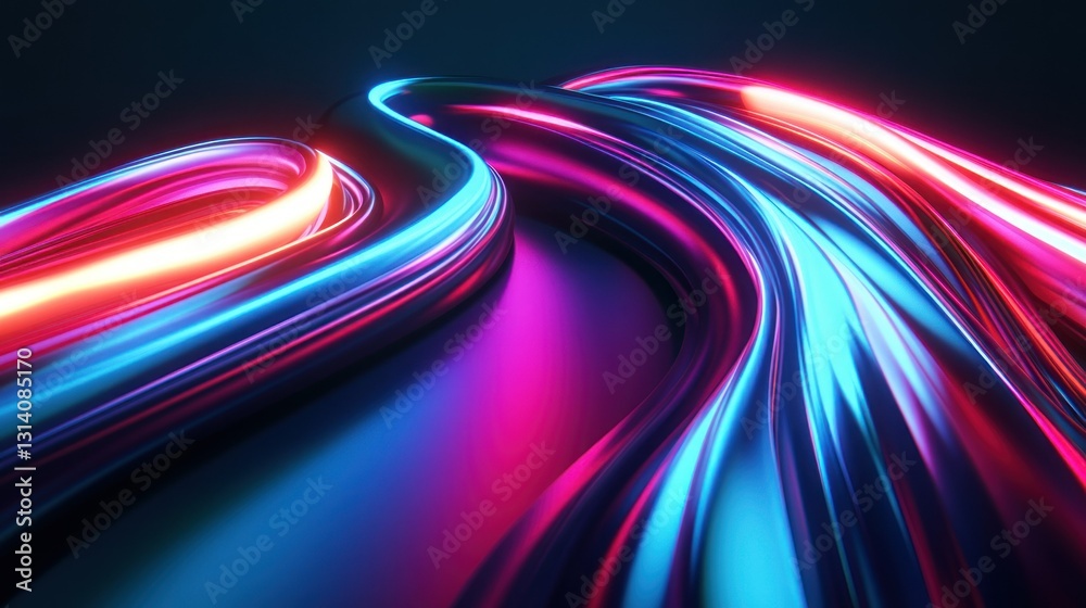 Colorful flowing light trails and reflections in abstract composition Colorful flowing light trails and reflections in abstract composition