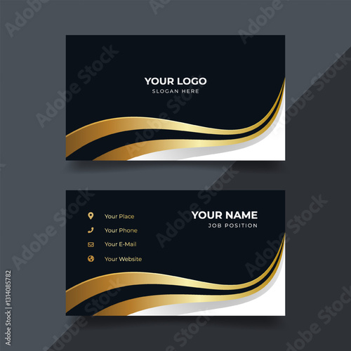 Elegant gold-accented business card design on dark background