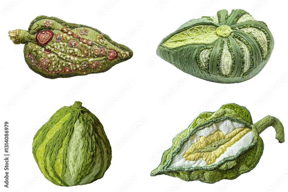 Naklejka premium Artistic depiction of unique green vegetables botanical garden illustration natural setting close-up culinary inspiration
