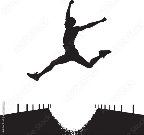 Jumping while running vector illustration