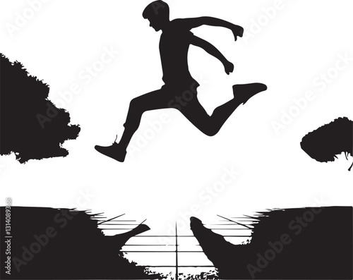 Jumping while running vector illustration