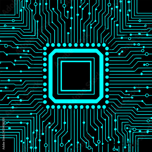 An icon for vectors or graphic resources. It's a cyan circuit board design with a central square motif and line connections.
