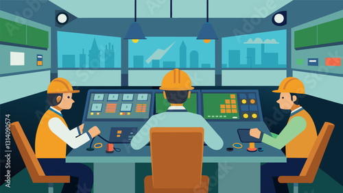 From the control room operators oversee the operation of the thermal power station closely monitoring the production of electricity and ensuring the. Vector illustration