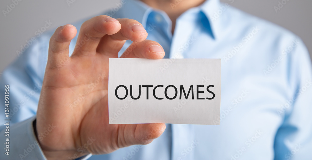 Outcomes message. Business concept. Result Outcomes message. Business concept. Result