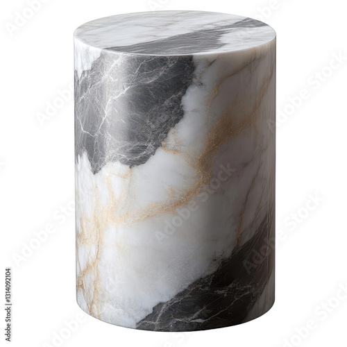marble cylindrical table on transparent background