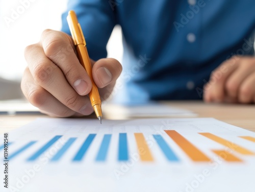 Individual writing on paper during a business analytics meeting to capture key insights and ideas for discussion