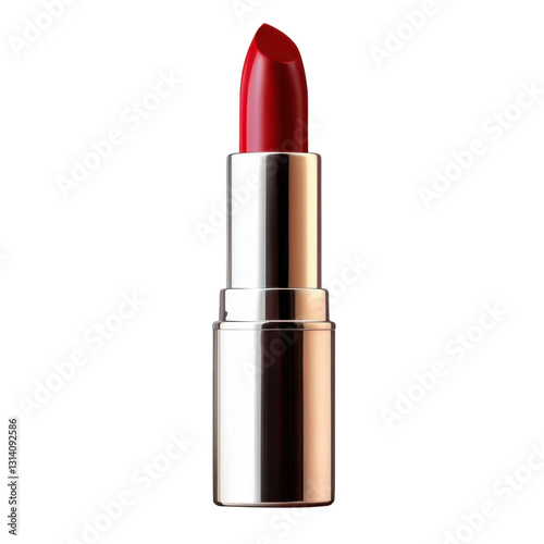 red lipstick tube on white background