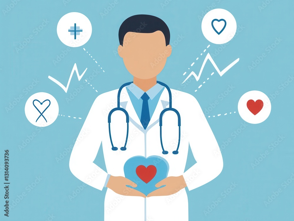 Doctor holding a heart model in a strategic session focused on healthcare solutions and medical innovations in practice Doctor holding a heart model in a strategic session focused on healthcare solutions and medical innovations in practice
