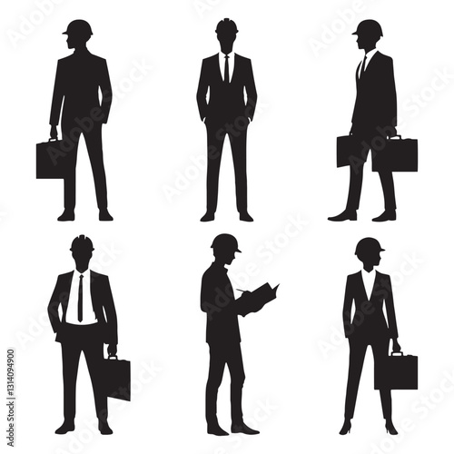 Futuristic Architect silhouette, designing ahead of time - Architect illustration - Minimalist Architect vector - Profession silhouette
