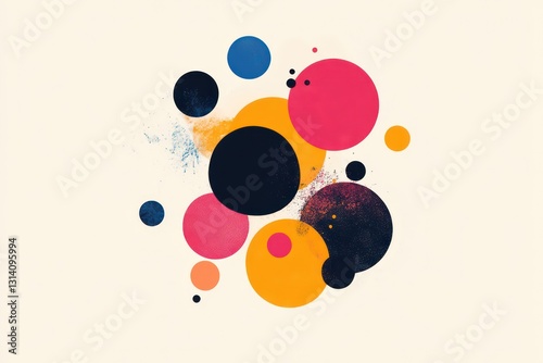 A playful and colorful abstract vector featuring a cluster of circles in various sizes and contrasting hues.