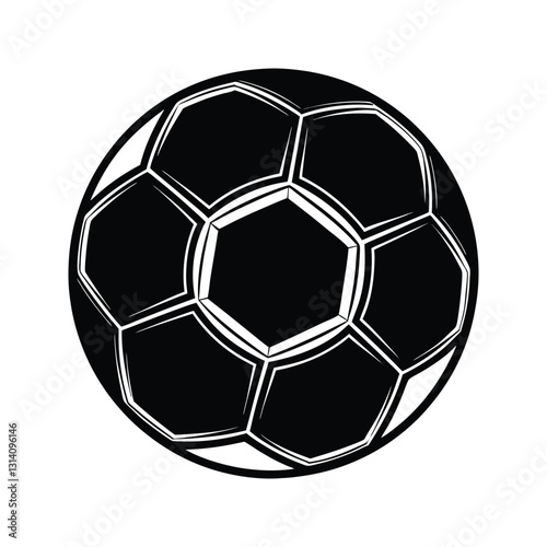 Classic soccer ball graphic silhouette isolated on white background