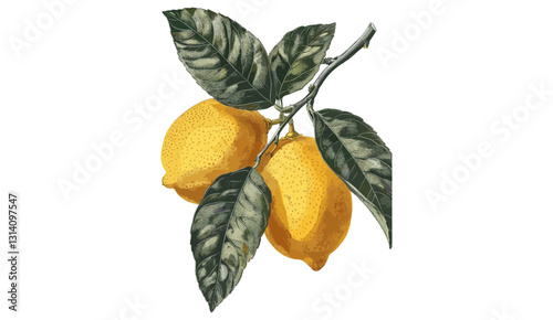 Lemon vector illustration, old botanical lemon drawing, citrus fruit isolated on transparent background, hand-drawn lemon artwork, vintage citrus engraving, lemon sketch
