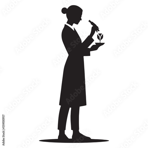 Environmental Biologist silhouette, safeguarding our planet’s future - Biologist illustration - Minimalist Biologist vector - Profession silhouette

