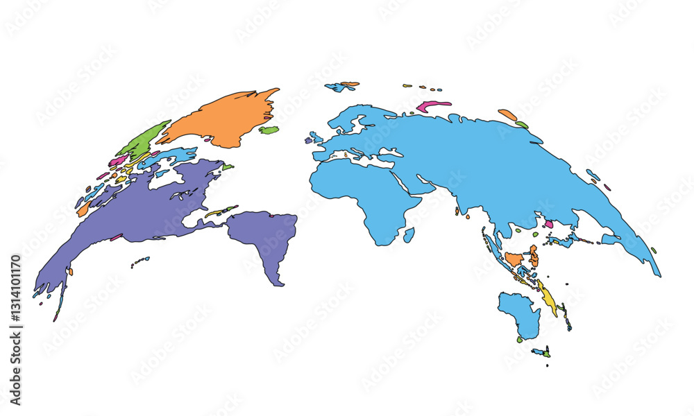 Fototapeta premium Colorful World map isolated on white background. for website layouts, background, education, precise, customizable, Travel worldwide, earth geography, political, reports.