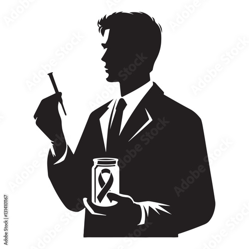 Ecologist Biologist silhouette, protecting the balance of ecosystems - Biologist illustration - Minimalist Biologist vector - Profession silhouette

