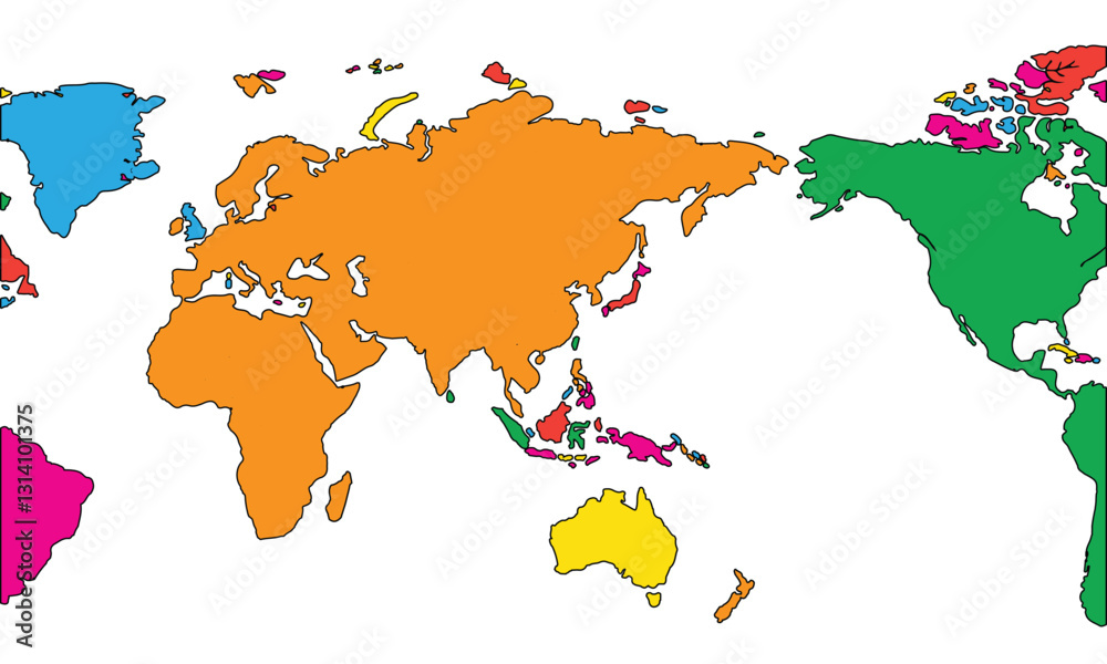 Fototapeta premium Colorful World map isolated on white background. for website layouts, background, education, precise, customizable, Travel worldwide, earth geography, political, reports.