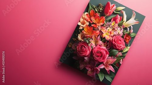 Vibrant Floral Arrangement on Pink Background for Elegant Decor