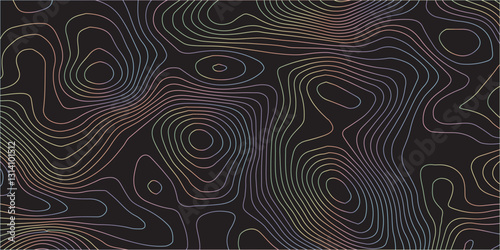 Seamless Topographic Contour Lines Pattern Featuring Abstract Geographic Mapping with Detailed Mountain Relief Representation
