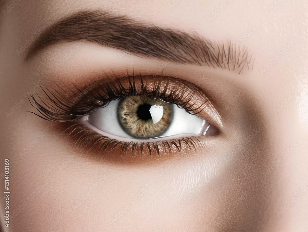 Fototapeta premium Beautiful woman eye with long eyelashes. Close-up. Closeup of beautiful woman's eye. Perfect make-up. Macro shot