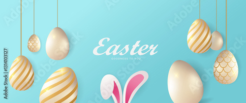 Easter day poster and banner template collection with Easter eggs in colorful gradient style, Greetings card background for Easter Day.Promotion and shopping template for Easter with copy space.