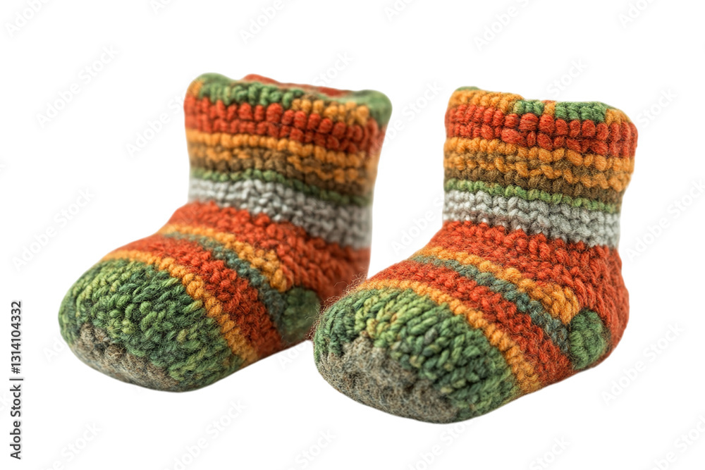 Fototapeta premium Adorable Handmade Baby Booties: Warmth and Style in Every Stitch