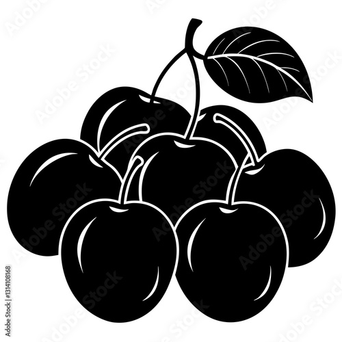 vector illustration of plums