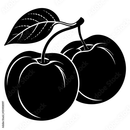 vector illustration of plums