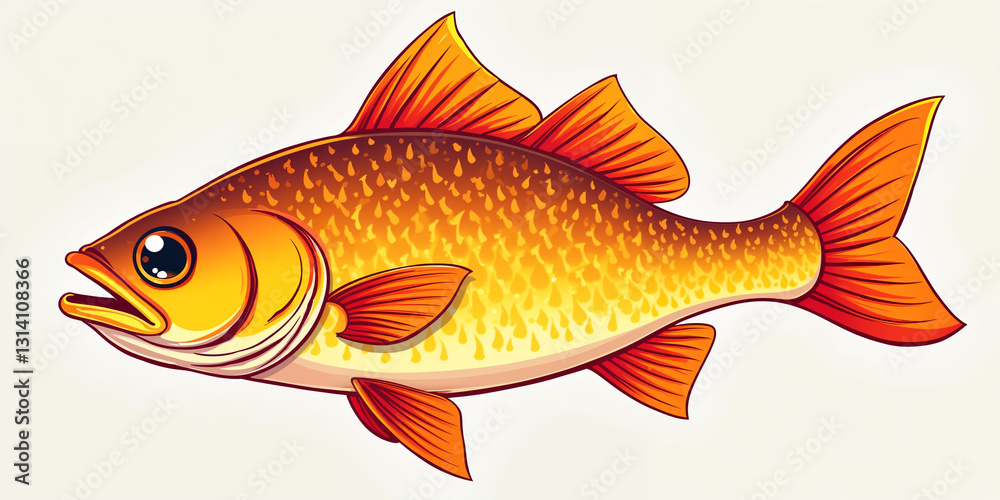 Naklejka premium Cartoon Largemouth Bass orange 
