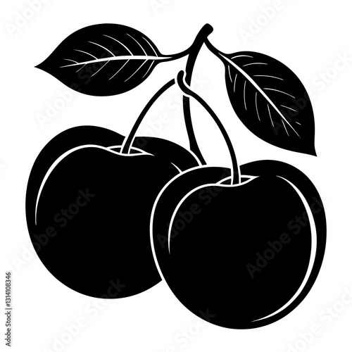 vector illustration of plums