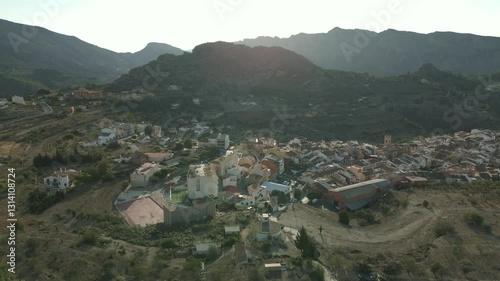 Aerial view of the village of Tarbena, Costa Blanca, Alicante, Valencian Community, Spain - stock video