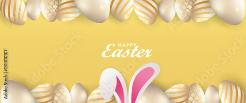 Easter day poster and banner template collection with Easter eggs in colorful gradient style, Greetings card background for Easter Day.Promotion and shopping template for Easter with copy space.