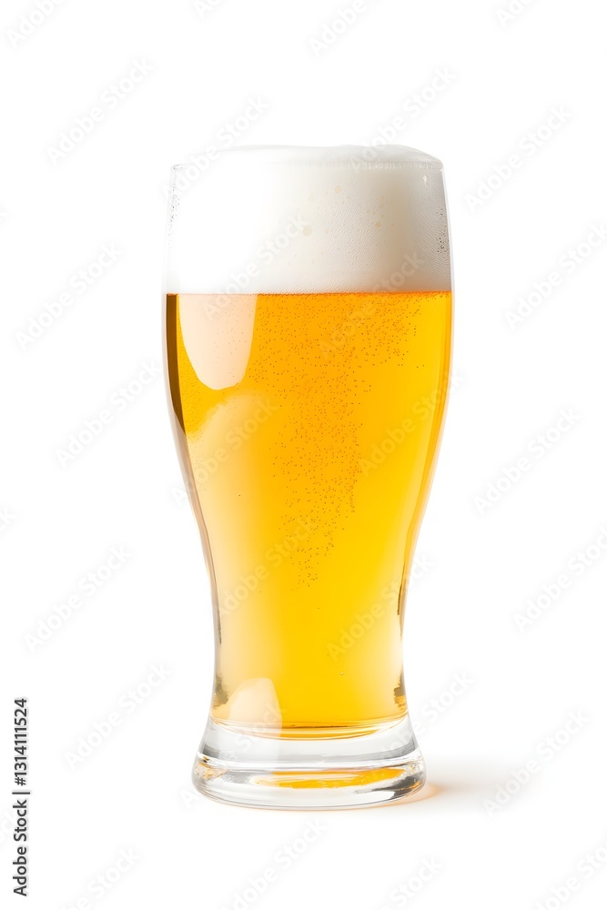 glass of beer with beer foam isolated on white background glass of beer with beer foam isolated on white background