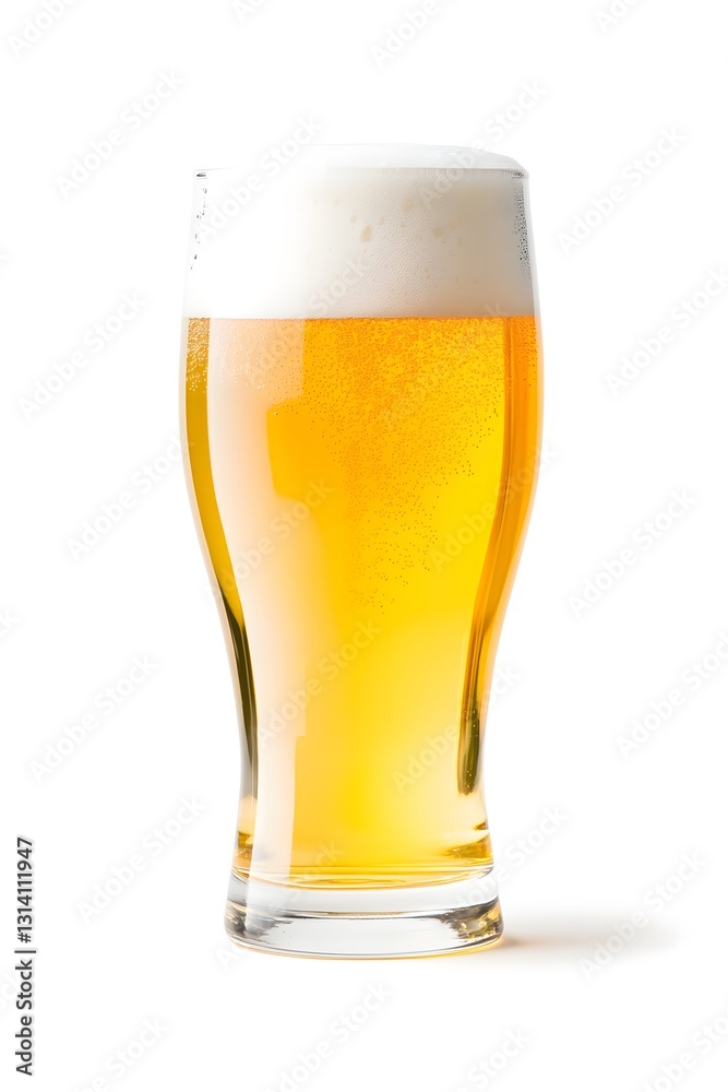 glass of beer with beer foam isolated on white background glass of beer with beer foam isolated on white background