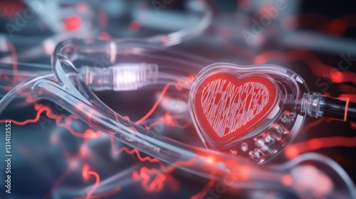 Heart health monitoring device medical environment digital art technology close-up wellness innovations photo