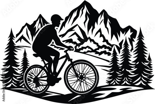 Mountain Bike Vector Silhouette