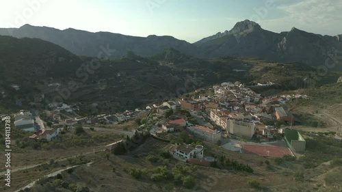 Aerial view of the village of Tarbena, Costa Blanca, Alicante, Valencian Community, Spain - stock video
